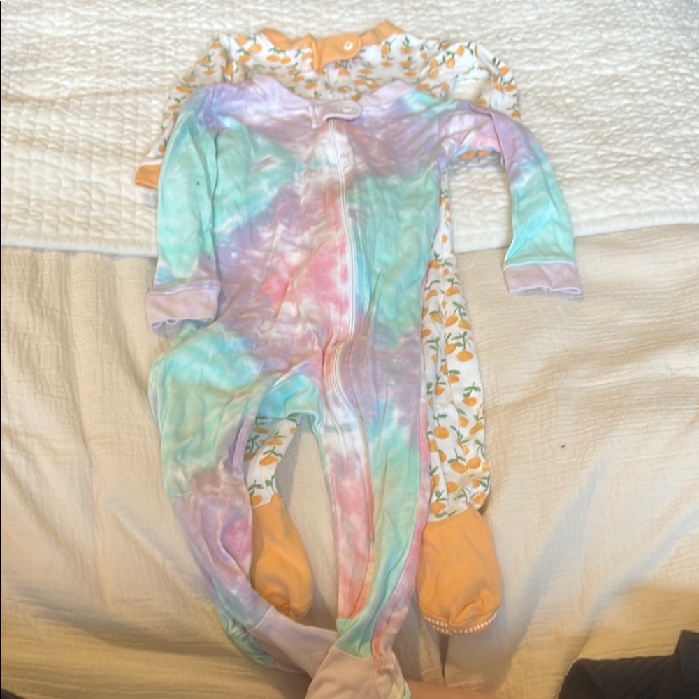 Burt's Bees Pink and Blue Footies Pajamas